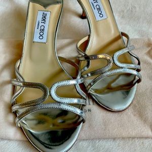 Jimmy Choo Ivana leather mirror silver sandals